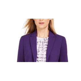 Blazer Monopetto da Donna Calvin Klein Viola Taglia 0 - Lunghezza Lunga con Decorazione in Maglia Intrecciata e Ricami - Product Image 2