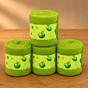 Ensemble d'équitation de dressage imprimé pomme verte : tapis de selle, bonnet anti-mouches, protège-tibias, protège-encoches, bandages de polo, collection assortie - Product Image 6