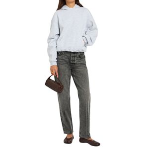 Sweat-shirt pour femme en gros, en molleton de coton lourd, à col rond, avec badge, streetwear essentiel, haut ample, vêtements décontractés - Product Image 2