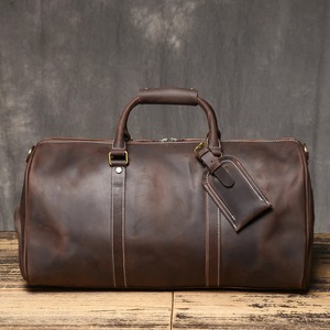 Sac Weekender en cuir-Homme Classique Grande Capacité Portable Réutilisable Vintage Design avec Fermeture à Glissière YKK - Product Image 2