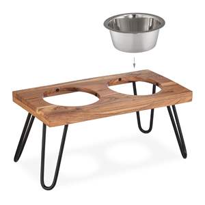 Modern Wooden Raised Pet Feeding Stand Dual <b>Bowl</b> Design Stable Legs Comfortable Dining Solution for Cats <b>Dogs</b> Home Use - Product Image 3