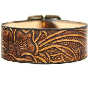 Premium Hand Carved <b>Leather</b> Tooling <b>Belt</b> Two Tone Color with Rectangular Buckle and Snaps for Buckle Change - Product Image 3