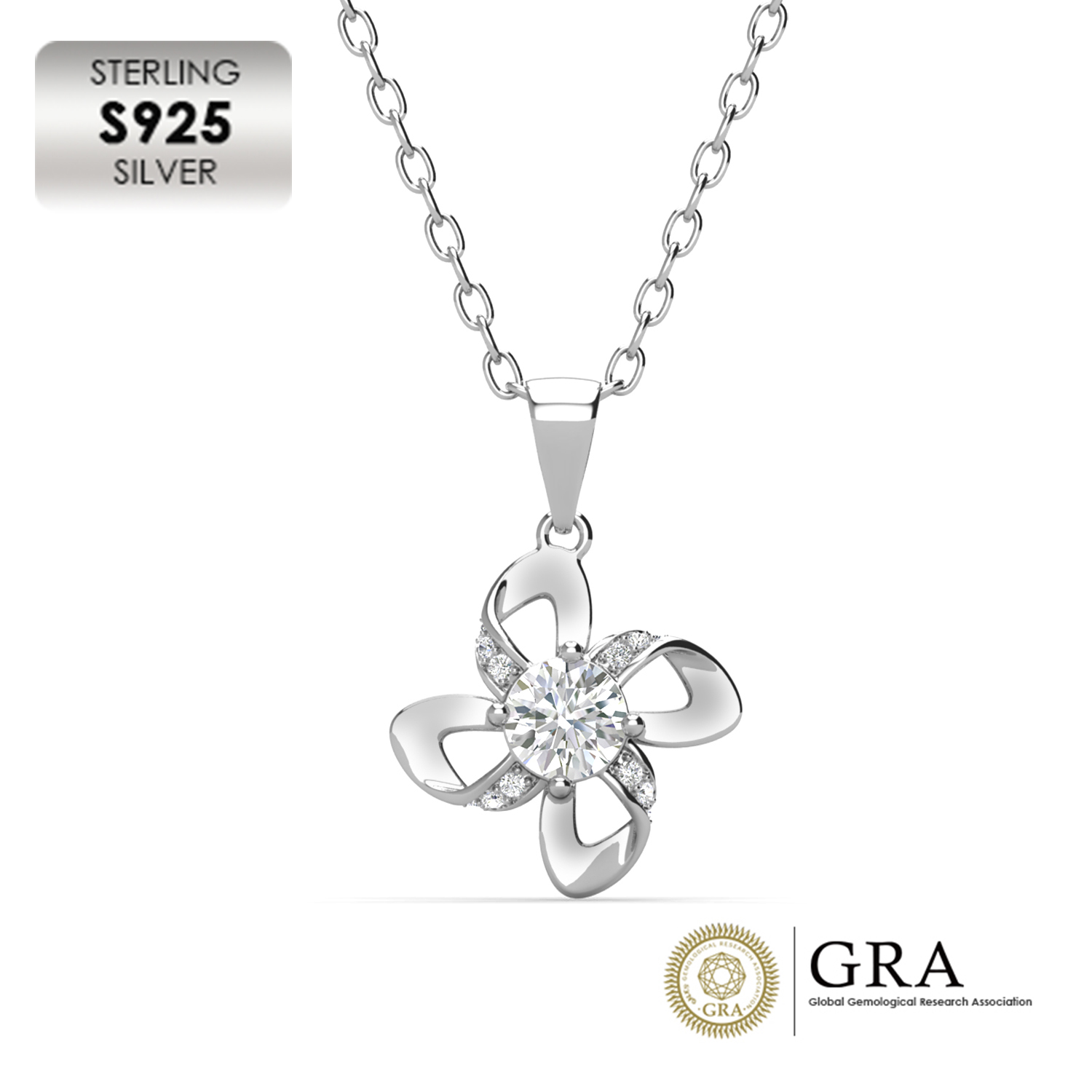 925 Silver 18K White Gold Plated Beautiful Necklace Jewelry