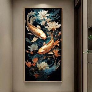 2025 NEW Modern Luxury Living Room Home Decor Nordic Animal LUCK Koi Fish <strong>Canvas</strong> Painting <strong>Digital</strong> Led <strong>Light</strong> Decorative Wall Art - Product Image 4