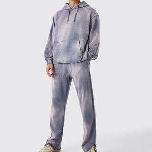 Ensemble survêtement personnalisé 100% coton pour homme, effet délavé au soleil, respirant, en molleton français surdimensionné, 2 pièces, personnalisé pour l'hiver - Product Image 1