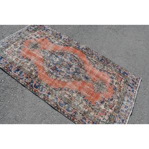 Tapis en laine Patchwork bleu Orange classique 3.8 X 6.8ft tapis Rectangle rayé turc fait à la main pour salon avec support en Latex - Product Image 2