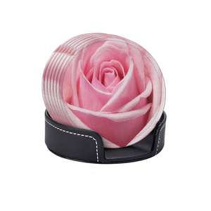 Posavasos de cuero modernos personalizados Logo grabado con láser redondo 300mm de diámetro ajustable negro dorado - Product Image 1