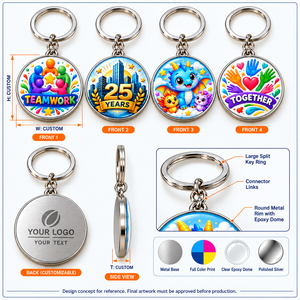 Llaveros Metálicos Personalizados con Domo de Epoxi a Todo Color, con Logotipo y Texto, para Regalos Corporativos, OEM, ODM - Product Image 4