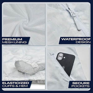 แจ็กเก็ตกันลมน้ำหนักเบาของผู้ชายเสื้อกันลมกันน้ำมีซิปปิดซักได้สไตล์วินเทจ - Product Image 4