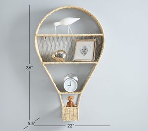 Mensola a muro per mongolfiera in Rattan intrecciata a mano Boho vivaio portaoggetti per camera dei bambini ripiano galleggiante per giocattoli e <span class=keywords><strong>libri</strong></span> dal Vietnam - Product Image 3