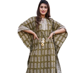 Vêtements de plage en coton imprimé grande taille, Kaftan à manches trois-quarts, prix de gros - Product Image 1