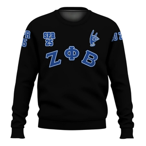 Sudadera con Cuello Redondo y Letras Griegas Bordadas de la Hermandad Zeta Phi Beta 1920 para Mujer, Azul - Product Image 1