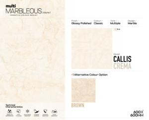 Azulejos de Porcelana Vitrificada Pulida con Aspecto de Mármol de 600x600 mm, Color Marrón Callis, Acabado Brillante, Grado Superior, Azulejos para Pared y Piso de 2x2 Pies - Product Image 3