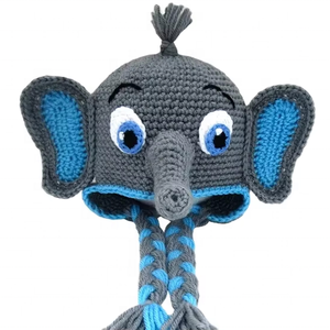 Bonnet unisexe motif éléphant avec oreilles d'animaux mignonnes, instructions de crochet faciles pour tailles enfant et adulte, idéal pour garçons et filles pour les fêtes - Product Image 1