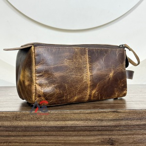 Nouvelle trousse de toilette en cuir véritable pleine fleur, faite à la main, personnalisée, portable, pour hommes et femmes - Product Image 1