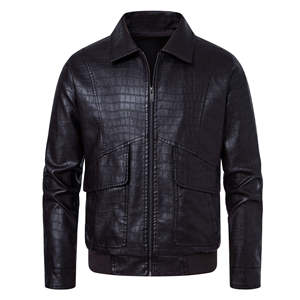 Veste en cuir pour homme For Skin, 100% cuir de vache véritable, col montant, capuche, style vintage embossé - Product Image 3