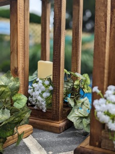 เชิงเทียนไม้หกคอลัมน์เหมาะสำหรับตกแต่งบ้านโต๊ะกลางและโคมไฟเทศกาลทำด้วยมือจากอินเดีย - Product Image 3