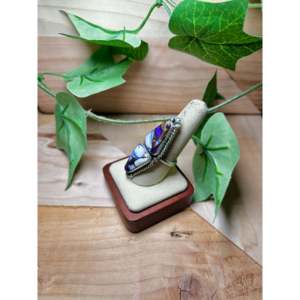 Bague ajustable artisanale Eugene Belone en turquoise Mohave violette et argent sterling, sertie en grappe, pour usage quotidien - Product Image 3