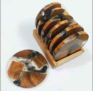 Posavasos Clásicos de Madera y Resina Resistentes al Calor, Ecológicos, Duraderos, de 10 mm de Grosor, Elegantes para Té, Café y Uso Doméstico - Product Image 2