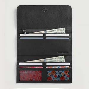 Taylor Handmade Bifold Continental <b>Wallet</b> Black Leather Vintage Style Zipper Closure RFID <b>Long</b> Short Options PU Polyester - Product Image 5