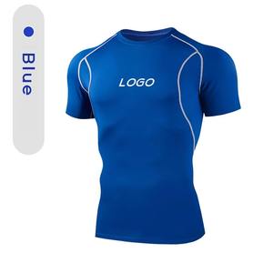 Custom Wholesale <b>Mens</b> Compression <b>T</b> <b>Shirt</b> <b>Muscle</b> Fit Gym Sports Tee with Silicone & Screen Printing Rash Guard - Product Image 1