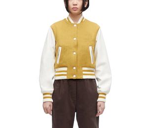 Veste universitaire en laine de haute qualité personnalisée en gros coupe-vent pour les sports d'hiver veste de baseball à manches en cuir courtes - Product Image 1