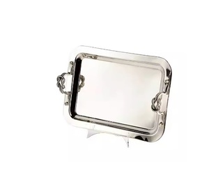 Gaufrage arabe pas cher Rectangle plateaux pour mariage en acier inoxydable or métal plateau de service - Product Image 5