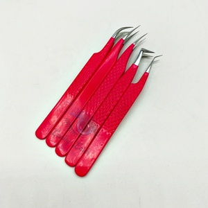 LUCKY LASH <b>TOOLS</b> Professional Hot Pink Matte Tweezer Stainless Steel Anti-Static Eyelash Tweezers <b>Smooth</b> Grip Fiber Tip Tweezers - Product Image 5