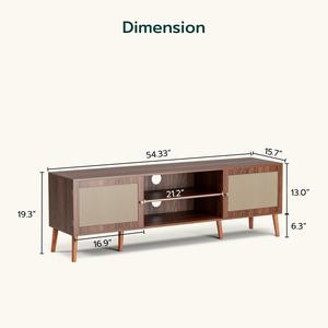 65 "טלוויזיה עמדה בידור מרכז עם מדפים מתכווננים & 2 ארונות ארוכים boho מדיה קונסולת עץ סלון - Product Image 1