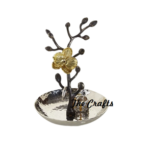 Exhibidor de Joyería de Mesa, Soporte para Collares y Aretes Colgantes, en Color Plateado, Metal Martillado, en Venta - Product Image 5