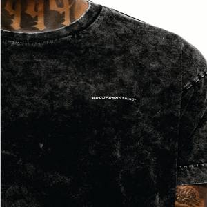 Camiseta clásica negra de gran tamaño para hombre: Jersey de algodón 100%, peso medio, cuello acanalado, manga corta - Product Image 2