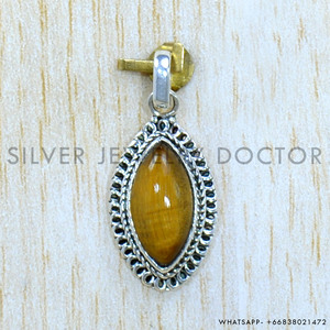 Colgante Ojo de Tigre Hecho a mano Plata de Ley 925 Moderno Con Diseño Artesanal - Product Image 2
