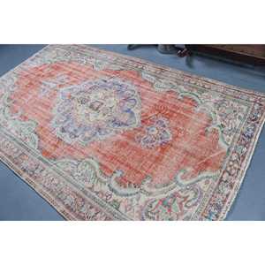 Grand tapis vintage en laine 5,5x9 pieds, patchwork rouge, tapis turc avec envers en latex écologique - Product Image 4