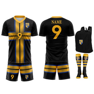 Uniforme de football personnalisé sans couture 2025 séchage rapide polyester respirant col en V sublimé chaussettes sac sports d'hiver conception personnalisée - Product Image 1