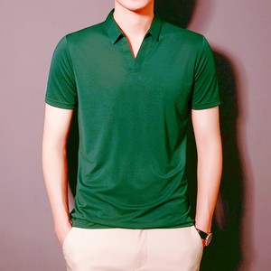 <b>Men's</b> V-Neck <b>Short</b> Sleeve for Polo T-Shirt Solid Cotton Ice Silk Knitted Fabric Digital Printing Leggings Top Design POLO Shirt - Product Image 6