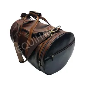 SMART PREMIUM QUALITY REAL LEATHER DUFFLE BAG WITH MULTI POCKET LEATHER STRAPS HEAVY QUALITY ZIPPER