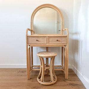 Coiffeuses en rotin écologique table de toilette de maquillage en osier naturel avec tabouret pour filles fabriqué au Vietnam - Product Image 1