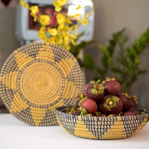Yellow Round Fruit Bowl Natural <b>Tableware</b> Meal Presentation Decor Eco-Friendly Wholesale Vietnamese Products - Product Image 4