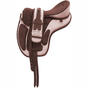 Selle de dressage western en cuir avec support pour cavalier en bois/plastique, siège profond, panneaux larges, rembourrage en laine, distribution de la pression - Product Image 3