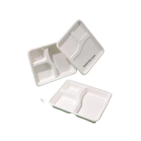 Barquette alimentaire jetable en pulpe de canne à sucre carrée blanche, écologique et biodégradable, avec couvercle, pour servir à emporter, hôtels