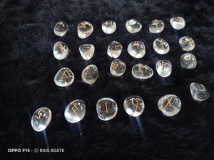 Ensemble de runes en quartz clair naturel, 25 pièces, pierres de runes en cristal gravées, ensemble de divination, méditation, pratique spirituelle - Product Image 6