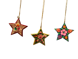"Artesanal Cachemira Papel Mache Navidad Estrellas Adorno Decoraciones" - Product Image 2