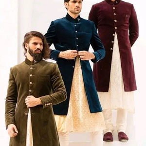 2024 hermoso terciopelo Sherwani Kurta y pantalón diseño elegante para bodas y fiestas de talla grande disponible - Product Image 1