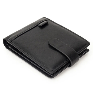 <b>Men's</b> Genuine Leather Slim <b>Wallet</b> With Striped Lining Fold Closure Card Holder Short Length Minimalist Design - Product Image 1