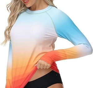 Latest Design Colorblock O Neck Full Sleeve Breathable Compression <b>Shirt</b> <b>Swimming</b> Women Surfing <b>Shirt</b> Rash Guards Breathable - Product Image 4