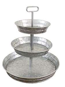 hot sale galvanized <b>3</b> <b>tier</b> <b>cake</b> <b>stand</b> metal tray platter for <b>cake</b> dessert shrimp appetizers <b>cake</b> <b>stand</b> galvanized oval shape - Product Image 2