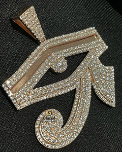 <b>Marvelous</b> Round Brilliant Cut Lab Grown VVs Clarity Diamonds Fully Iced Out Customized Eye Hip Hop Pendant in 10K White Gold - Product Image 3