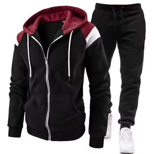 Venta caliente para hombre Casual Zip-Up Hoodie chaqueta de bloque de color transpirable para Otoño Invierno ropa deportiva trajes para adultos - Product Image 5