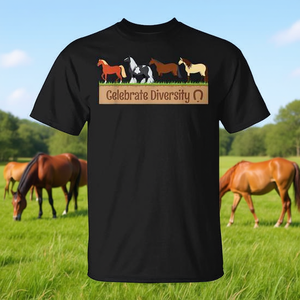 Celebre la diversidad con esta camiseta promocional de razas de caballos de tipos ecuestres - Product Image 2