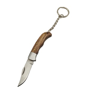 Tùy chỉnh thép không gỉ Mini Pocket Knife gấp đồng thau và gỗ xử lý Keychain cho cắm trại ngoài trời